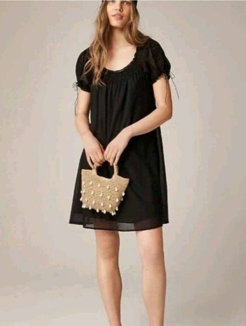 J. Crew Puff Sleeve Smock Neck Dress, S